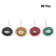 80Pcs 25mm Abrasive Wheel Brush Scouring Pad Polishing Buffing Wheel Kit