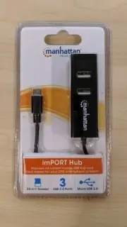 3-Port USB2.0 Hub & 24-in-1 Card Reader Mobile OTG Adapter, Manhattan 406239