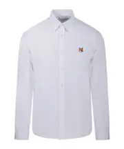 Maison Kitsuné Fox Head Patch Long-Sleeved Shirt SHIRTS CM43,SHIRTS CM40,SHIRTS CM41,SHIRTS CM39 White