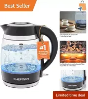 Rapid Boiling 1500W 1.8L Borosilicate Glass Kettle with Cool-Touch Handle