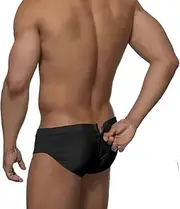 [Generic] Men's Brief Underwear Low Waisted Brief Swimming Pants Sexy Back Zipper with Swimming Shorts Beach Pants