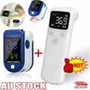 Digital Infrared Forehead Thermometer +Finger Pulse Oximeter LCD Baby Adult NEW