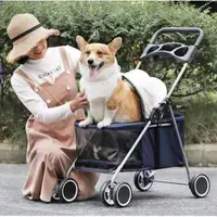 在飛比找樂天市場購物網優惠-熱銷新品 寵物推車 Doogo寵物車輕便可折疊小狗狗外出手推