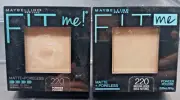 2) Maybelline New York Fit Me Matte Poreless Powder #220 Natural Brige - 0.29 Oz