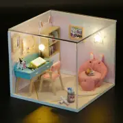 DIY Wooden Puzzles Study Room with LED Light