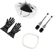 Healeved 1 Set Hat Set Faux Pearl Earrings Bride Hairband Bridal Headpieces for Wedding Pearl Headbands for Women Bride Headband Stylish Headbands for Pearl Hair Pin Mesh Black