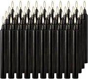 4 Inch, 40 Pack, Unscented, Dripless Taper Candles, Black, Smokeless Candles for Holidays, Wedding Ceremonies, Parties, Shabbat, 1.5 Hours