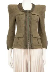 Khaki Zip Detail Blazer