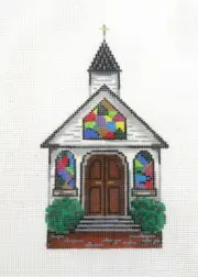 Patti Mann Village Church Handpainted Needlepoint Canvas