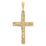 10k Yellow Gold Satin Polished Antiqued Cross Pendant
