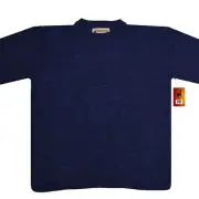 MEN HANDMADE ANDEAN ALPACA SOLID NAVY BLUE SWEATER SZ M