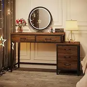Tribesigns Vanity Desk with 5 Drawers, Makeup Vanity Table Dressing Table with Side 3-Drawer Chest, Make Up Vanities for Women, Girls (Without Mirror)
