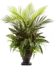 Nearly Natural 27in Mixed Areca Palm, Fern & Peacock with Planter