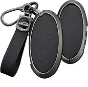 HIBEYO 5/7 Button Key Fob Cover Compatible with Hyundai Ionic 6 Grandeur GN7 Kona Ev 2023 2024 Key Case Leather&Alloy Key
