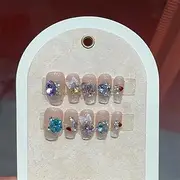 10-Pack Hand Pressed Nails Purple Cat Eye Fake Nails Design Fake Nails Full Cover Wearable Manicure