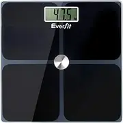 Everfit Bathroom Weight Scales, 180kg Electronic Digital Scale Smart Body Fat Weights Loss Composition BMI Home Fitness Weighing Machine, LCD Display Tempered Glass Platform Black