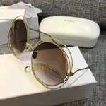 全台獨賣CHLOE'限量18K金雙圈時尚精品眼鏡太陽眼鏡金色漸層水銀鏡面CE114SG GOLD墨鏡原廠進口獨家授權