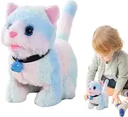 Plush Walking Cat | Interactive Realistic Movement Cat Battery Toy with Wagging Tail - Cute Electronic Animal with Meowing Sound for Children