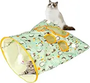 Cat Tunnel Bag, Interactive Toy Pet Diamond Dou Interactive Cute Pattern - Cat Diamond Bag and Mouse Toy, Foldable Short Tunnel Cat Rabbit Indoor (Green)
