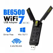 6500Mbps WiFi 7 USB Adapter 2.4G&5.8G&6GHz Network Card 802.11be Free-Drive New