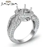 Diamond Engagement Oval Semi Mount Platinum Halo Pave Split Shank Ring 1.38Ct