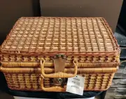 Vintage SEARS Wicker Picnic Basket Set for 4 - made for Sears 21 Pieces