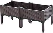 MTSDM 2Pcs Raised Garden Bed with Legs Planters, Outdoor Garden Pot Flower Box Vegetable Planting Lawn Pot, Gardening Supplies Plant Containers for Backyard Patio Lawn Vegetables Flowers Herbs Grow