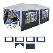 [Relaxdays] Gazebo Side Panels, 6X Set, 2x3m, Waterproof, Easy Fastener, Roof, Party Tent, Plastic, Window, Darkblue, 200 x 300 x 0.1 cm