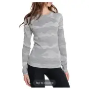 Smartwool Womens Crew neck top merino wool baselayer gray mountain scape NEW M