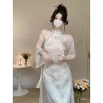 【🔥中式古風🔥】 👗糯米傢 水墨畵新中式連衣裙女國風禪意改良旂袍年輕少女兩件套裝