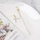 Little Queen Korean pearl cross gold chain clip cuff fashion drop earrings