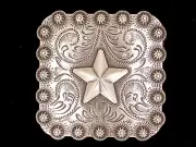 Western Equestrian Tack Antiqued Silver Plated Star 1" Concho
