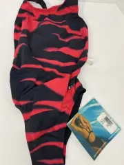 Dolfin LTF Charger Back Swim Team Suit Womens Girls 7112 Red Black Size 24