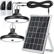 Dual Head Pendant Solar Shed Light Motion Sensor With 4 Modes Remote( 6000K )