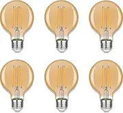 Vintage Light Bulb E27 Screw LED Edison Bulb, 4W(40W Equilavent) G80 E27 Edison Screw Light Bulbs,2700K Warm White, Antique Style Retro Amber Glass Screw Lamp,400LM, Non- Dimmable, 6 Packs