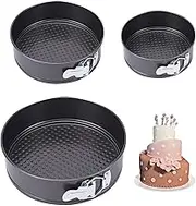 Springform Cake Pan Set of 3 (7,8,9 Inch), Round Nonstick Cake Baking Tins with Removable Bottom, 3 Tier Wedding Cakes Mold, Leakproof Cake Pan/Cheesecake Pan Set of Small, Medium, Large (Round)
