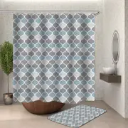 Grey Aqua Moroccan Shape Shower Curtain