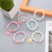 5pcs Girl Resin Beads Faux Pearl Strings Bracelet Cute Pendant Bracelet Colorful