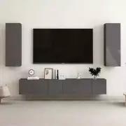 NNEVL 5 Piece TV Cabinet Set High Gloss Grey Chipboard
