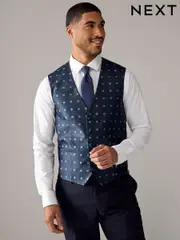 Blue Regular Fit Occasion Waistcoat (E55751) | $100