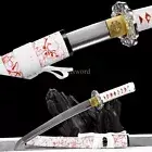 12''Damascus Folded Steel Tanto Japanese Samurai Sword Battle Ready Mini Knife.