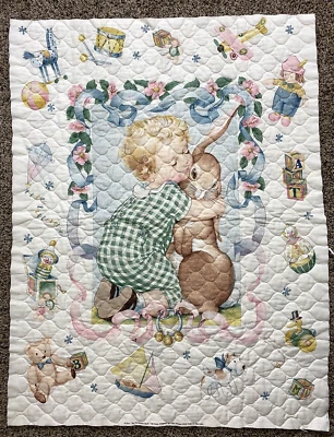 1997 Daisy Kingdom 3211 Toy Treasures Quilt Panel Fabric 36x44 Bunny Blond Baby