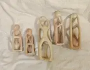Modern Soapstone Carved Human Figure Thinker Family Statues Sculptures Kenya
