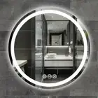 Ultra-Thin Round LED Light Makeup Mirror Bathroom Vanity Touch Switch Wall Mount