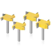 Set of 4Pcs 1/4 Inch Shank 4-Wing Spoilboard Surfacing Router Bit Set Rabbet Slo