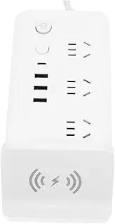 OKUMEYR Wireless Charging Power Strip with Triple USB Ports Multi Outlet Extender for Home Use Cord Impact Resistant Material Safe Durable Supports Wireless Charging
