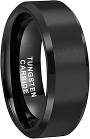 [TUTISS] 6mm 8mm Tungsten Rings for Men Women Fashion Engagement Wedding Bands Matte Finish Beveled Edges Comfort Fit, Non-Precious Metal, No Gemstone