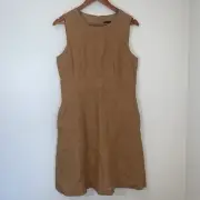 Ann Taylor Linen Shift Dress Womens 8 Lined Sleeveless Career Church Coastal