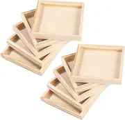 AIMALL 10pcs Solid Wooden Tray 4.9x4.9 Inches Handmade Wood Craft Frame for 3D Puzzle Blocks, Painting, and DIY Projects