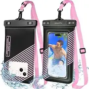 smartlle Floating Waterproof Phone Holder Pouches Cases Covers, IPX8 Cell Phone Water Protectors 1PC w/Adjustable Neck Lanyard, for iPhone 15 14 13 Pro Max 12 11, Galaxy S24 S23 Ultra Up to 7" Pink